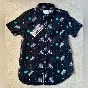 Santa Clause in Space NWT Short sleeve Button Down - Denim & Flower - Boys: 9/10